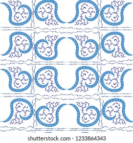 Abstract hand-held seamless pattern. Wavy stripes, curls vector background for printing, fabrics,
