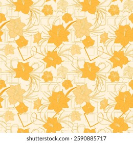 Abstract Handmade Autumn maple leaves seamless pattern, for gift wrap and wallpaper
