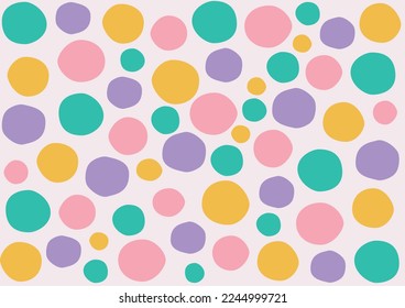 Abstract handmade different simple circle pattern background. Bubble, circle pattern design. Tile vector pattern with pastel circle on pink background.
