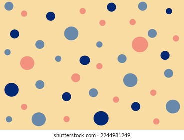 Abstract handmade different size and color simple circle pattern background. Bubble, circle pattern design. Tile vector pattern with pastel hand drawn polka dots on yellow background.
