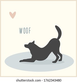 Abstract handmade dog illustration. Hand drawn card for use in design for home interior prints, pet shop decor, wallpaper, bag or t-shirt print etc.
