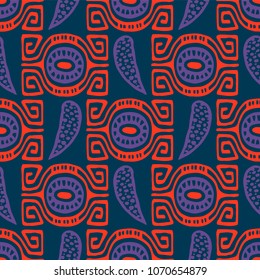 Abstract handmade Ethno doodle background. For fabrics, wallpaper and other things. Vector illustration.