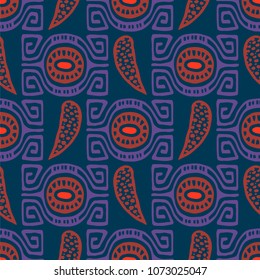 Abstract handmade Ethno doodle background. For fabrics, wallpaper and other things. Vector illustration.