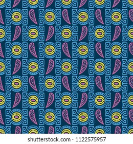Abstract handmade Ethno doodle background. For fabrics, wallpaper and other things. Vector illustration.