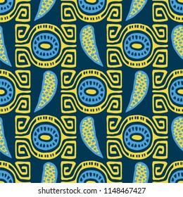 Abstract handmade Ethno doodle background. For fabrics, wallpaper and other things. Vector illustration.