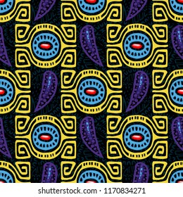 Abstract handmade Ethno doodle background. For fabrics, wallpaper and other things. Vector illustration.