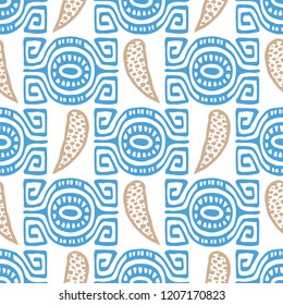 Abstract handmade Ethno doodle background. For fabrics, wallpaper and other things. Vector illustration.