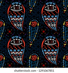 Abstract handmade Ethno doodle background. For fabrics, wallpaper and other things. Vector illustration.