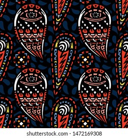 Abstract handmade Ethno doodle background. For fabrics, wallpaper and other things. Vector illustration.