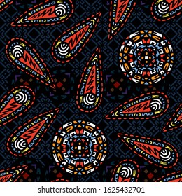 Abstract handmade Ethno doodle background. For fabrics, wallpaper and other things. Vector illustration.