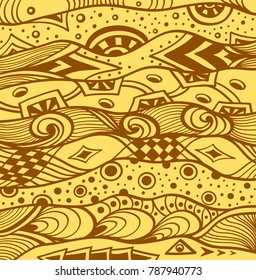 Abstract handmade Ethno Zen tangle Zen doodle  background  in beige brown for decoration package or for wallpaper and other things