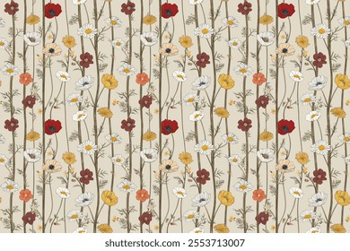 Abstract handmade floral art, seamlessly repeating to deliver high-quality finishes for fabric, luxurious wallpaper, and decorative wrapping.