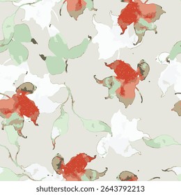 Abstract handmade floral, Flower pattern, original artwork seamless vector repeat, delivering finishes for wallpapers, elegant gift wraps, and fabrics. 