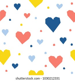 Abstract handmade heart seamless pattern background. Childish handmade craft for design card, cafe menu, wallpaper, gift album, scrapbook, holiday wrapping paper, baby nappy, bag print, t shirt etc.