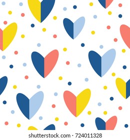 Abstract handmade heart seamless pattern background. Childish handcrafted wallpaper for design wedding card, valentine's day invitation, love album, holiday wrapping paper, bag print, t shirt etc.