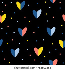 Abstract handmade heart seamless pattern background. Childish handcrafted heart wallpaper for design wedding card, valentine's day invitation, love album, holiday wrapping paper, bag print, t shirt