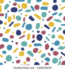 Abstract handmade paint brushstrokes patterns colorful on white background. Vector illustration