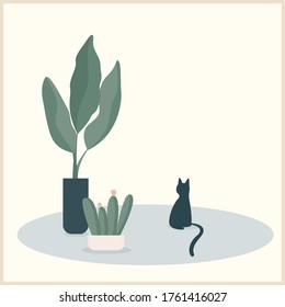 Abstract handmade plant illustration. Hand drawn plant for use in design for home interior prints, flower shop decor, wallpaper, bag or t-shirt print etc.