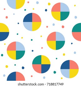 Abstract handmade round seamless pattern background. Childish handcrafted wallpaper for design card, wallpaper, album, scrapbook, holiday wrapping paper, textile fabric, bag print, t shirt etc.