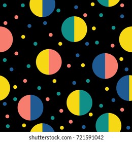 Abstract handmade round seamless pattern background. Childish handcrafted wallpaper for design card, wallpaper, album, scrapbook, holiday wrapping paper, textile fabric, bag print, t shirt etc.