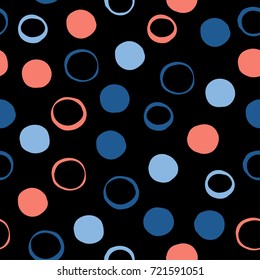 Abstract handmade round seamless pattern background. Childish handcrafted wallpaper for design card, wallpaper, album, scrapbook, holiday wrapping paper, textile fabric, bag print, t shirt etc.