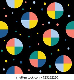 Abstract handmade round seamless pattern background. Childish handcrafted wallpaper for design card, wallpaper, album, scrapbook, holiday wrapping paper, textile fabric, bag print, t shirt etc.