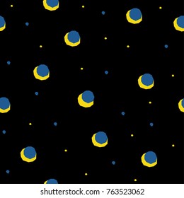 Abstract handmade round seamless pattern background. Childish handcrafted wallpaper for design card, wallpaper, album, scrapbook, holiday wrapping paper, textile fabric, bag print, t shirt etc.