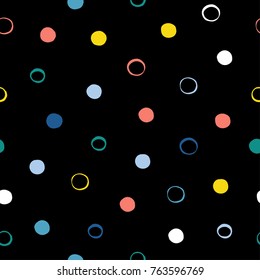 Abstract handmade round seamless pattern background. Childish handcrafted wallpaper