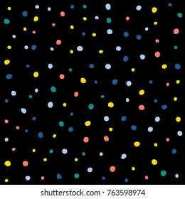 Abstract handmade round seamless pattern background. Childish handcrafted wallpaper for design card, wallpaper, album, scrapbook, holiday wrapping paper, textile fabric, bag print, t shirt etc.