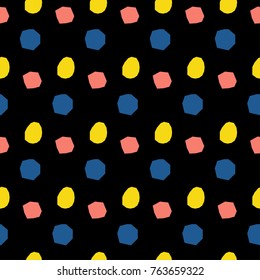 Abstract handmade round seamless pattern background. Childish handcrafted wallpaper for design card, wallpaper, album, scrapbook, holiday wrapping paper, textile fabric, bag print, t shirt etc.