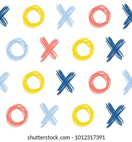 Abstract handmade seamless pattern background. Childish handcrafted wallpaper for design card, baby nappy, diaper, scrapbook, holiday wrapping paper, textile, bag print, t shirt etc.