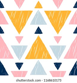 Abstract handmade seamless pattern background. Childish handcrafted wallpaper for design card, baby nappy, diaper, scrapbook, holiday wrapping paper, textile, bag print, t shirt etc.