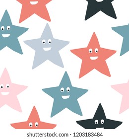 Abstract handmade seamless pattern. Childish craft wallpaper for birthday card, baby nappy, school party advertising, shop sale poster, holiday wrapping paper, textile, bag print, t shirt etc.