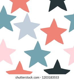 Abstract handmade seamless pattern. Childish craft wallpaper for birthday card, baby nappy, school party advertising, shop sale poster, holiday wrapping paper, textile, bag print, t shirt etc.