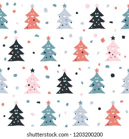 Abstract handmade seamless pattern. Childish craft wallpaper for birthday card, baby nappy, school party advertising, shop sale poster, holiday wrapping paper, textile, bag print, t shirt etc.