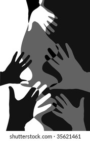 abstract hands background in grey tones