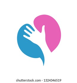 Abstract hands and circle bubble color logo vector design