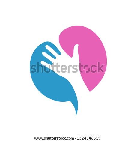 Abstract hands and circle bubble color logo vector design