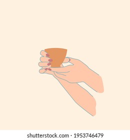 Abstract Hands Holding Cup Illustration, Hand Drawn Vector Illustration.