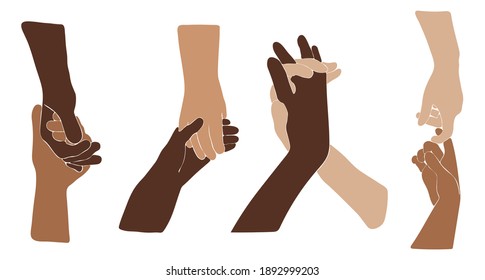 Abstract hands isolated vector set, boho couple hand set, love poster, valentines day vector