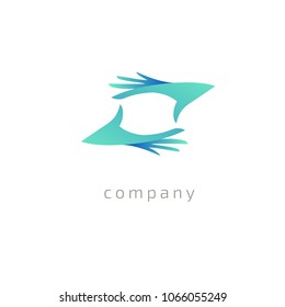 Abstract hands logo icon vector design. Health, help, support Center, care, vector logo. Vector illustration, Graphic Design Editable Design. Handshake logo. Communication web icon.