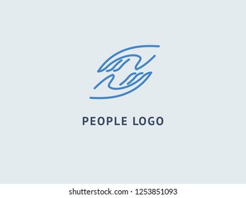 Abstract hands logo icon vector design. Health, help, support Center, care, vector sign. Vector illustration Handshake logotype. Communication web icon