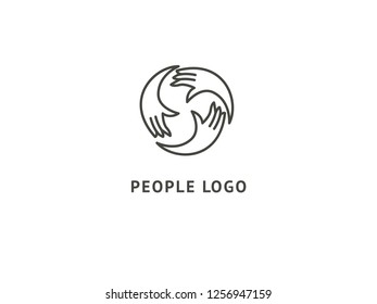 Abstract hands logo icon vector design. Health, help, support Center, care, vector logo. Vector illustration Handshake logo. Communication web icon.