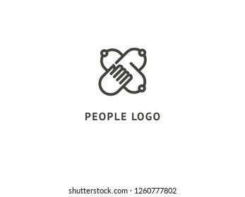 Abstract hands logo icon vector design. Health, help, support Center, care, vector logo. Vector illustration, Graphic Design Editable Design. Handshake logo. Communication web icon.