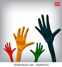 Abstract hands on a background. Vector illustration