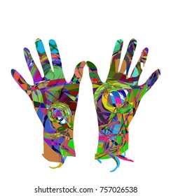 abstract hands on white background