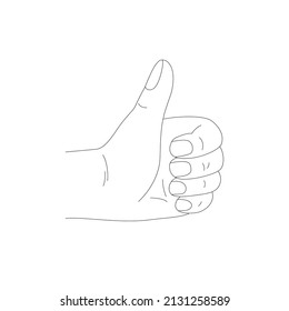 Abstract hands showing thumb up in minimalistic pop art style isolated on white background. Like pose sign, symbol. Gesture with finger up for poster, template, pin up, psychedelic design.