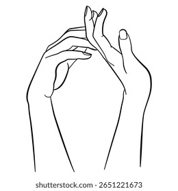 Abstract Hands Silhouette One Line Drawing. Woman Hands Modern Trendy Continuous Line Art Abstract Drawing. Minimalist Style Hand Drawn Vector Illustration for Home Décor, Prints, Posters, Bag. Not AI