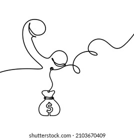 Abstract handset with dollar as line drawing on white background. Vector