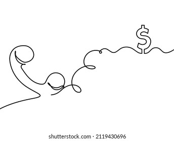 Teléfono abstracto con el dólar como plano de línea sobre fondo blanco. Vector